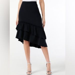 Sofia Jeans by Sofia Vergara Women's Stretch Asymmetrical Double Ruffle Skirt